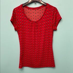 Red Patterned Women's Top